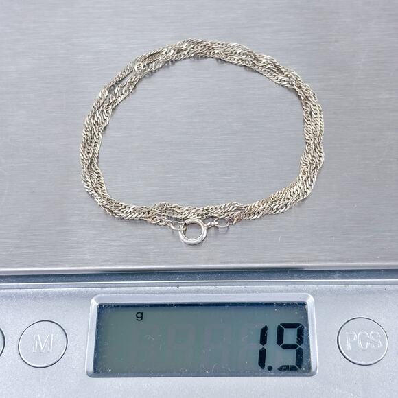 Singapore Link Chain Necklace | Sterling Silver 925 | 17.5" - Picture 4 of 4